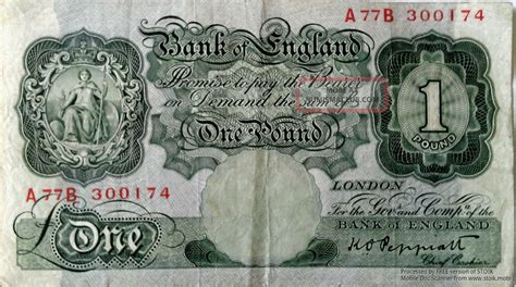 A77b300174 Large One Pound Note Bank Of England Cashier Kenneth ...