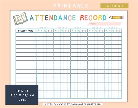 Free Printable Attendance Sheets For Teachers