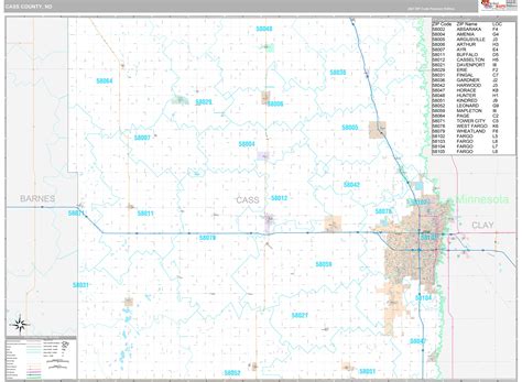 Cass County, ND Wall Map Premium Style by MarketMAPS