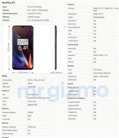 It's Over! OnePlus 6T Has Leaked In Official Specs Sheet & Images