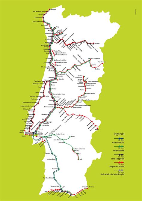 Portugal train map - Train map Portugal (Southern Europe - Europe)