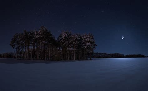 Starry Winter Night Wallpaper, HD Nature 4K Wallpapers, Images, Photos and Background