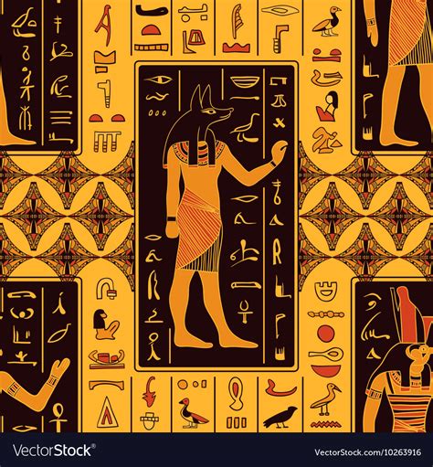 Egyptian gods and ancient egyptian hieroglyphs Vector Image