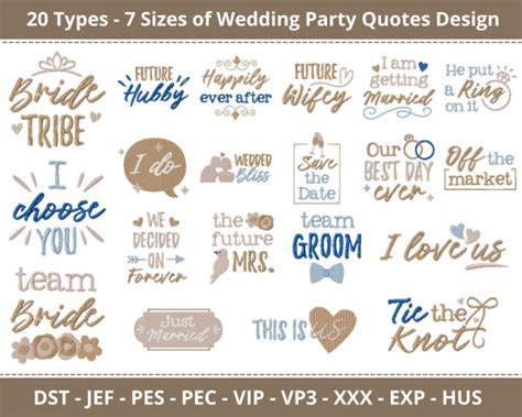 Wedding Party Quotes Machine Embroidery Design