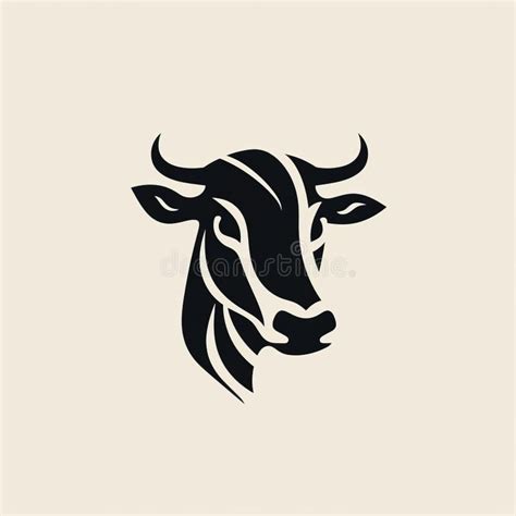 Simple Abstract Cow Illustration: Minimalist Black and White Tattoo Stock Illustration ...