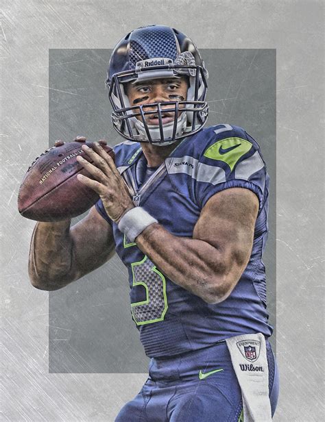 Russell Wilson Seattle Seahawks Art Painting by Joe Hamilton - Fine Art ...