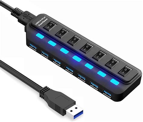 USB Hub 7-Port USB 3.0 Hub with Individual LED Power: Amazon.co.uk: Electronics