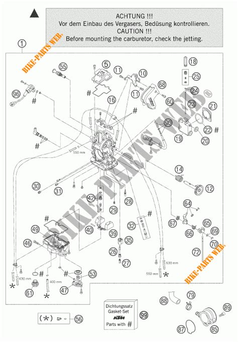 CARBURETOR for KTM 525 EXC FACTORY 2005 # KTM - Genuine Spare Parts ...