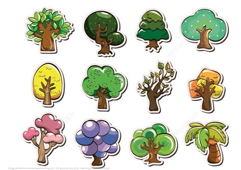 Printable Tree Stickers | Free Printable Papercraft Templates