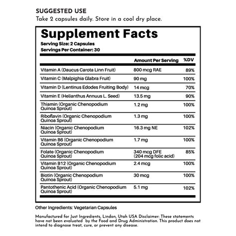 Multivitamin Supplement – Just Ingredients