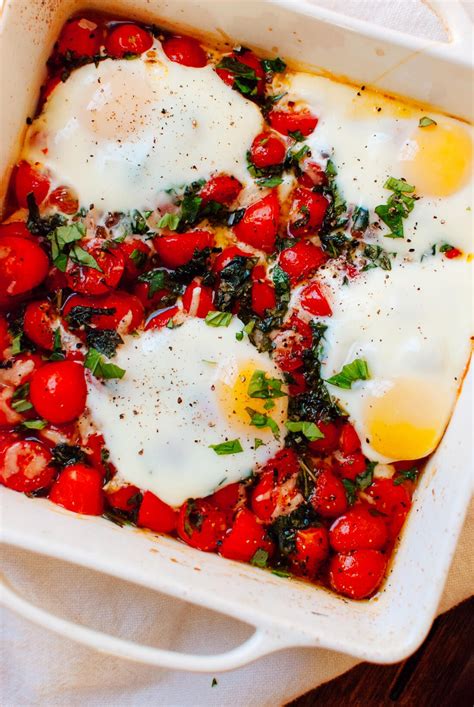 Baked Eggs on Roasted Cherry Tomatoes - Cookie and Kate