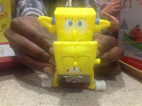 So my friends got a couple Happy Meal toys at McDonald's and if you put 2 of the spongebob toys ...