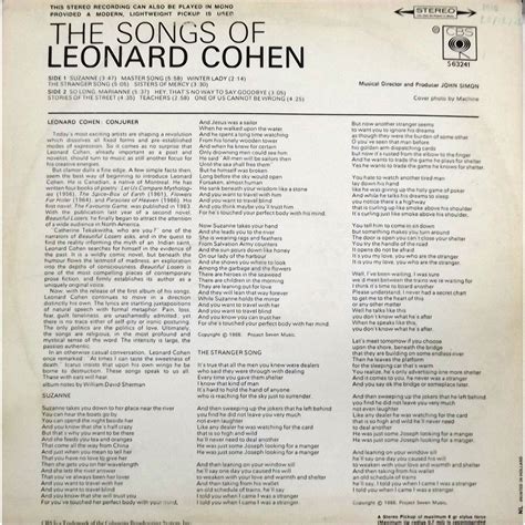 Classic Rock Covers Database (full album torrents): Leonard Cohen - Songs of Leonard Cohen (1967)