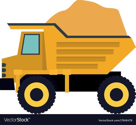 Dump truck with load in colorful silhouette Vector Image