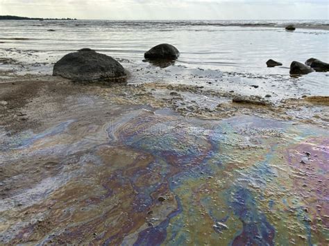 Oil spills on the sand stock photo. Image of coast, beach - 220402202