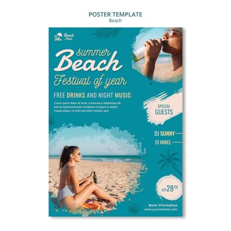 Beach festival poster template - Free PSD Download - HD Stock Images