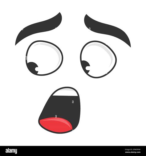 Expression of fright and fear cartoon face vector illustration. Cute, funny, angry, happy ...