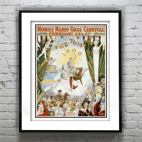 Mardi Gras Mobile Alabama Vintage 1900 Art Print Poster Item - Etsy