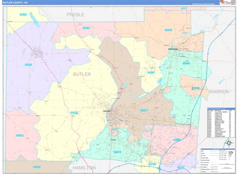 Butler County, OH Wall Map Color Cast Style by MarketMAPS - MapSales