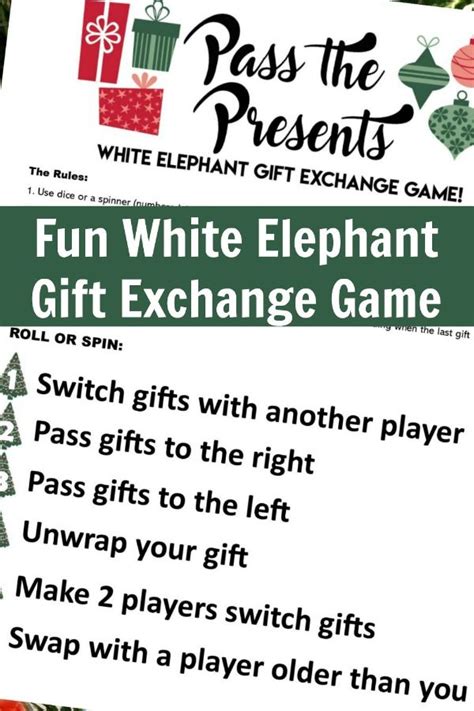 Pass the Presents White Elephant Gift Exchange Game FREE PRINTABLE - Mama Cheaps® | Gift ...