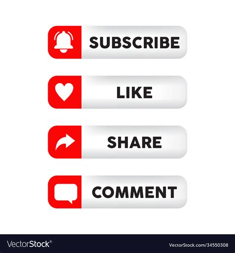 Subscribe like share and comment button symbol Vector Image