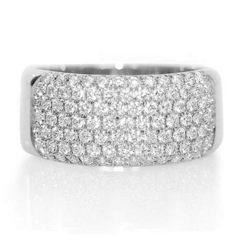 Wide Pave Diamond Band, 7 Rows Anniversary Diamond Ring, 14k Solid Gold ...