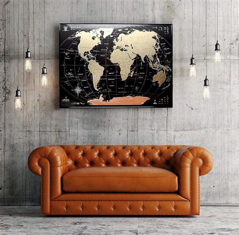 Buy Framed Scratch Off Map 35x25 MyMap Deluxe Large Black Gold World Frame Wall map scratch off ...