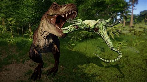 Tyrannosaurus Rex Hunting Raptors in Forest Environment - Jurassic ...