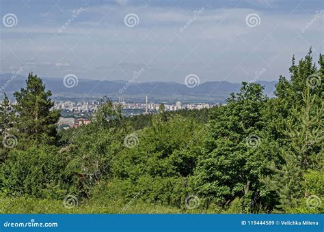 Cityscape of Bulgarian Capital City Sofia from the Top of Vitosha Mountain Near by Knyazhevo ...