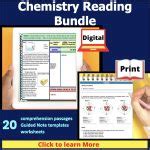 Chemistry Science Reading Comprehension and Worksheets Bundle Covering 20 Topics - Kristi Harjo