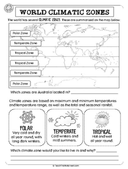 Climate Zone Worksheets | Teaching geography, Geography lessons ...