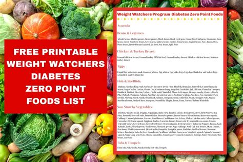 Weight Watchers Diabetes Zero Point Foods List Printable - Life is Sweeter By Design