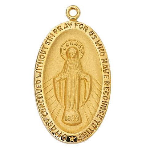 Men's Gold Virgin Mary Necklace 1.5" Oval - 24" Chain – Saint-Mike.org