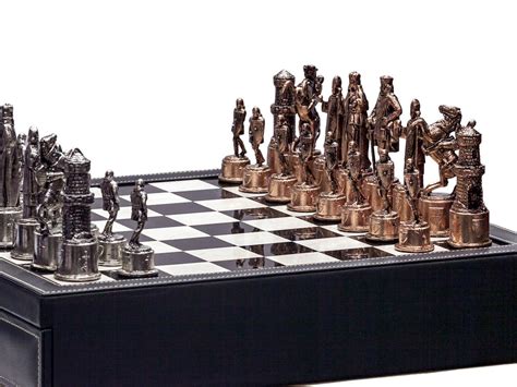 Luxury black leather and marble chess set board with roman chessmen – Kuet.us