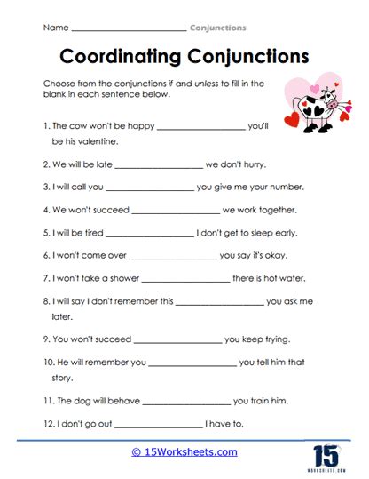 Conjunctions Worksheets - 15 Worksheets.com