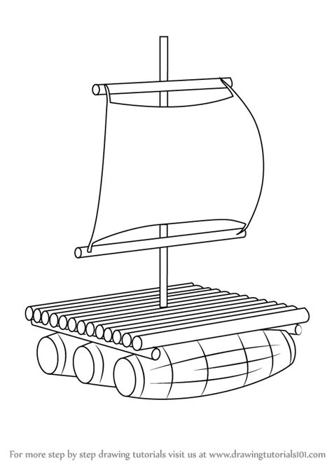 How to Draw a Wooden Raft (Boats and Ships) Step by Step ...