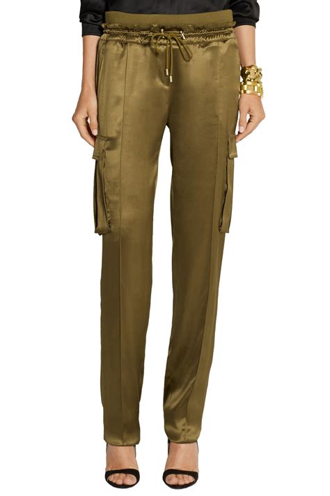 Lyst - Balmain Silk-Satin Cargo Pants in Green