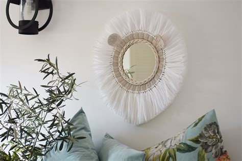 White Lion Head Round Rattan Mirror Wall Hanging Safari - Etsy