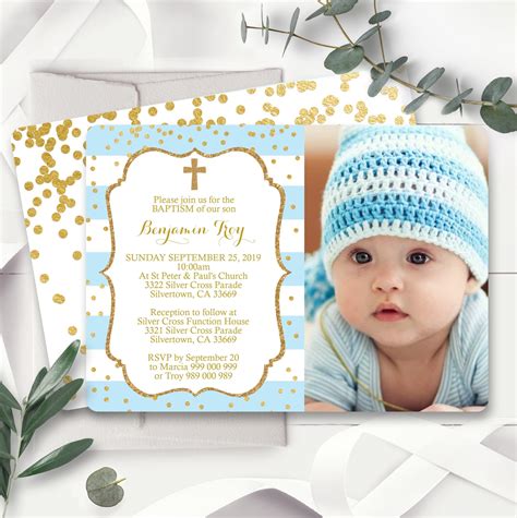 Baby Boy Baptism Invitation