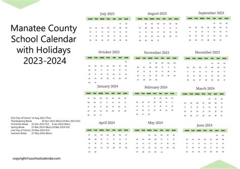 Manatee County 2024 2025 Calendar Google - Dasha Delcina