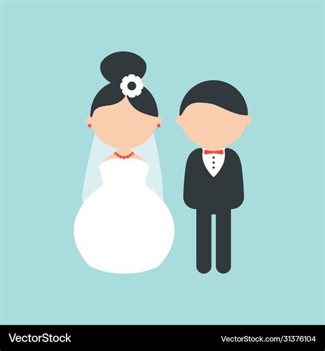 Cartoon wedding characters cute simple bride Vector Image