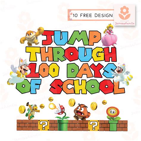 100 Days of School PNG,100 Days of School Mario Png, Happy 100 Days of School Png, School Png ...