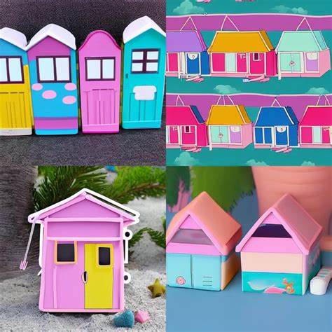pantone kawaii cute anime cartoon beach huts, pastel | Stable Diffusion | OpenArt