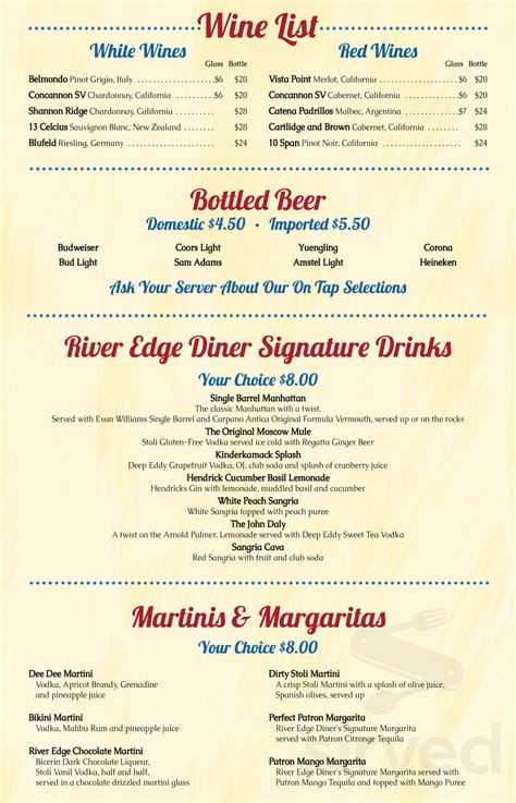 River Edge Diner menu in River Edge, New Jersey, USA