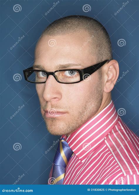 Portrait of Serious Bald Man in Glasses Stock Image - Image of angry, glasses: 31830825