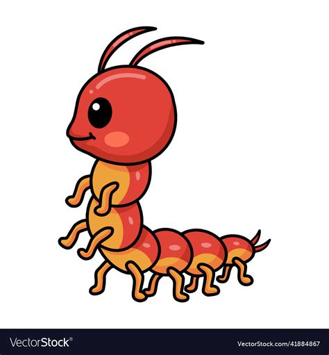 Cute little centipede cartoon character Royalty Free Vector