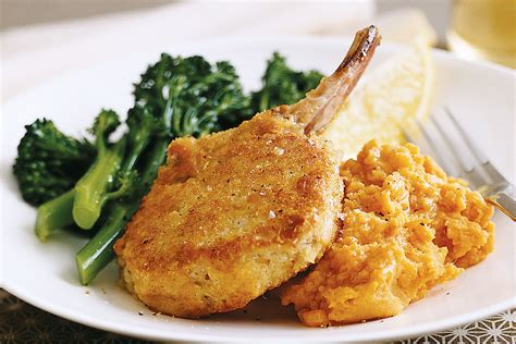 Parmesan-crumbed Veal Cutlets With Sweet Potato Mash Recipe - Taste.com.au Veal Cutlet Recipes ...