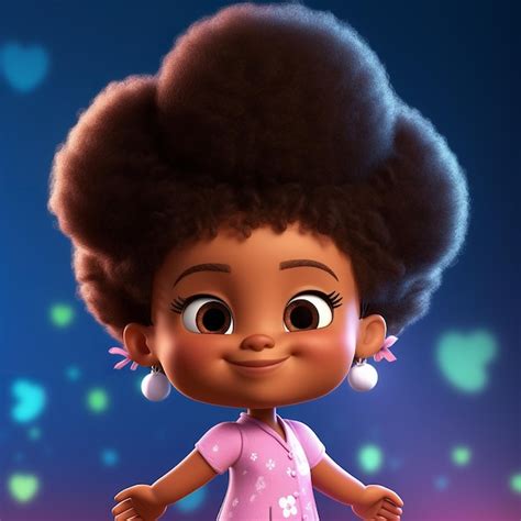 Premium AI Image | A cartoon character with a big afro hair and a pink ...