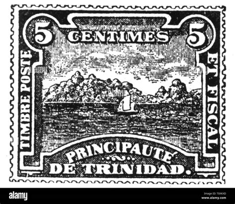 mail, postage stamps, forgery, fake 5 centimes postage stamp, Principality of Trinidad, 1893 ...