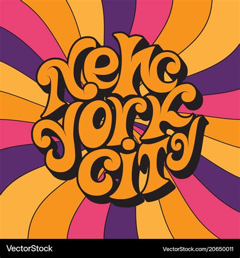 New york cityclassic psychedelic 60s and 70s Vector Image